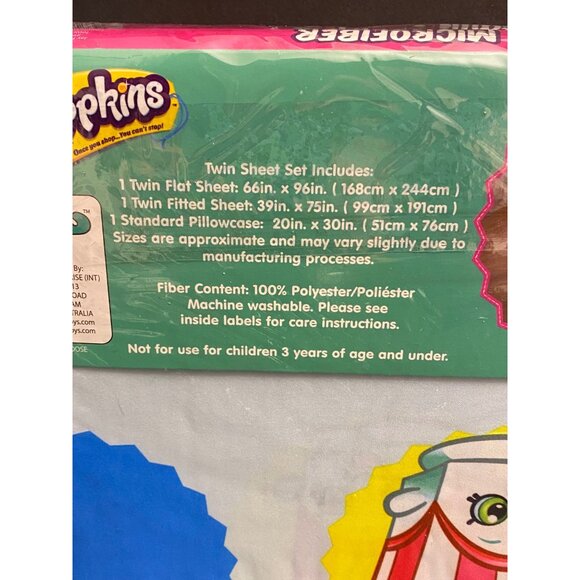 Shopkins Microfiber Fun Colorful Toy Girl Adult Fan Twin Sheet Set of 3 bedsheet - Picture 6 of 6